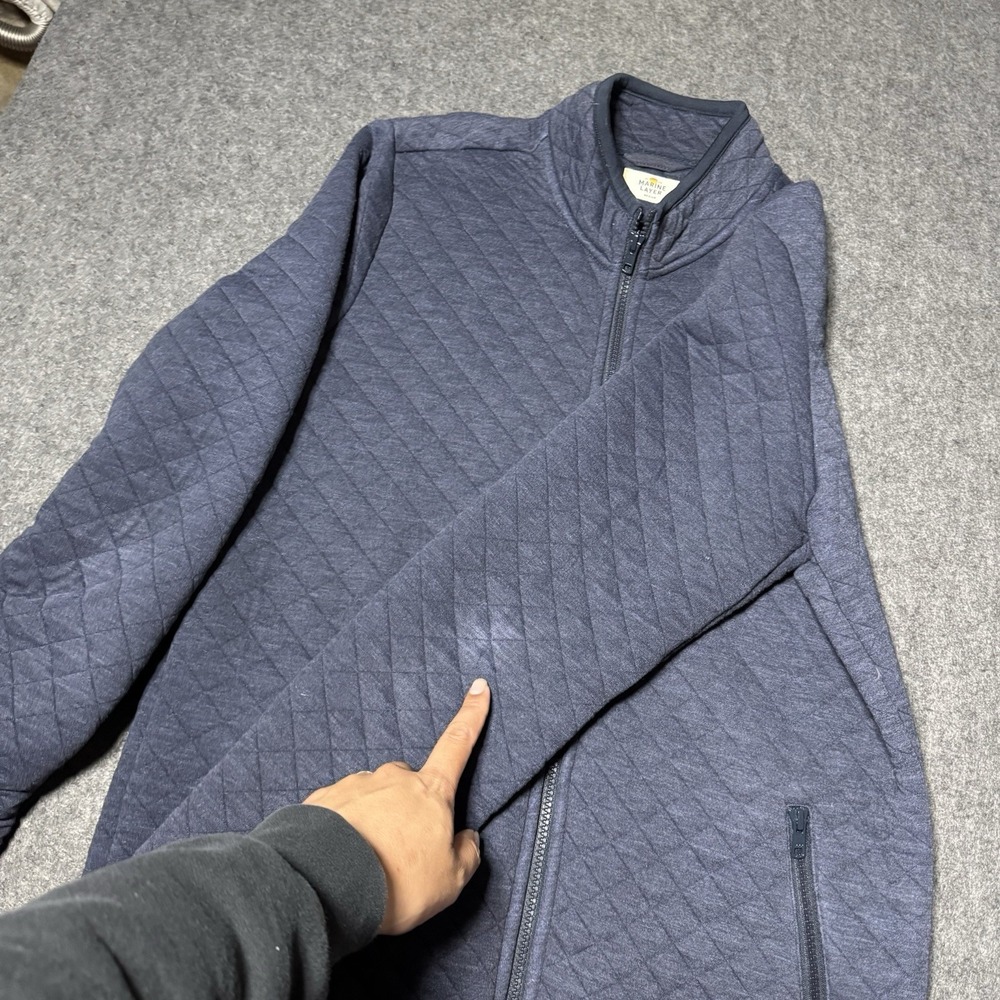 Marine Layer Jacket Mens Medium Blue Quilted Full Zip Ramp Stifel Logo Fleece - Picture 4 of 10